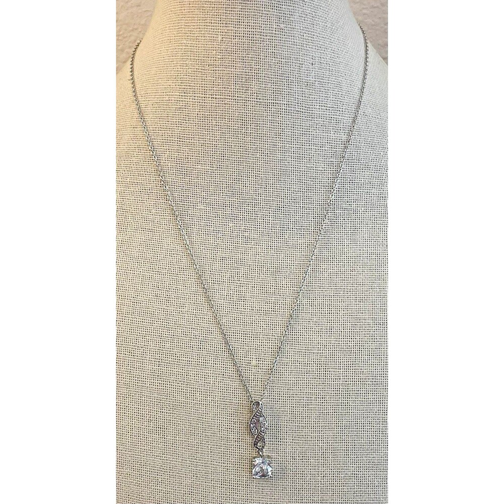FADI Silver Tone Infinity CZ Pendant Necklace  with Chain Women’s Jewelry